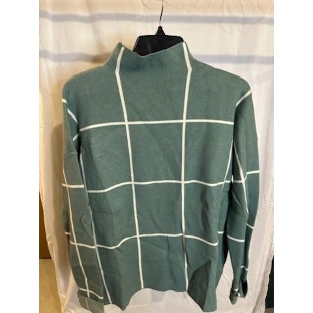Cynthia Rowley Windowpane Mock Neck Sweater – Size M